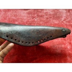 Rear detail of Henri Gauthier leather saddle with authentic vintage branding