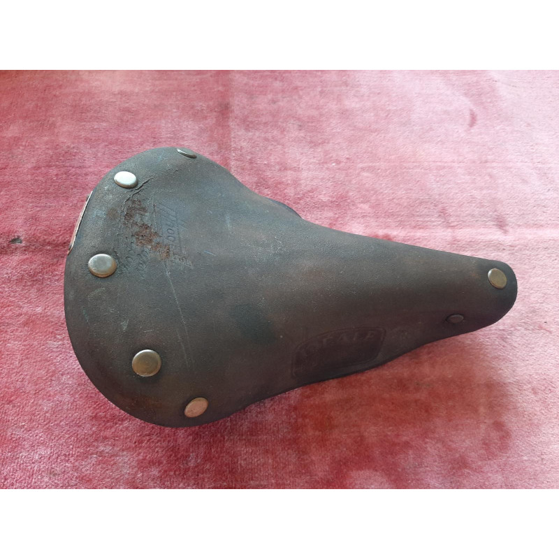 Selle de vélo IDEALE Diagonale 92 en cuir marron d'occasion vue de profil
