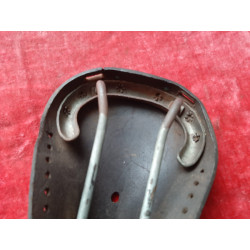 Angled studio shot of Henri Gauthier vintage leather touring bike saddle