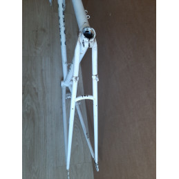 Head tube badge area detail on vintage Ginet frame