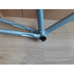 Head tube lugs and badge area of vintage Gitane bicycle frame