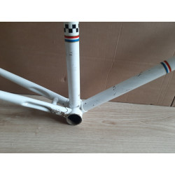 Peugeot classic brand decal on the down tube of the PR10 model