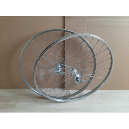 2 Roues LYOTARD ACIER 650B clincher rims hub ATOM randonneuse PEUGEOT D11
