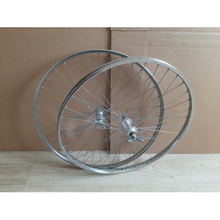 2 Roues LYOTARD ACIER 650B clincher rims hub ATOM randonneuse PEUGEOT D11