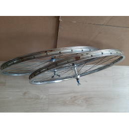 2 Roues LYOTARD ACIER 650B clincher rims hub ATOM randonneuse PEUGEOT D11