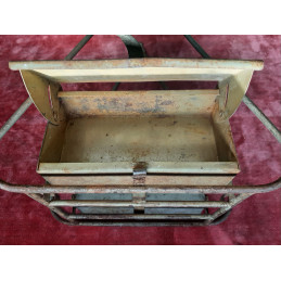 Caja herramienta metal Peugeot vintage 1940 vista posterior