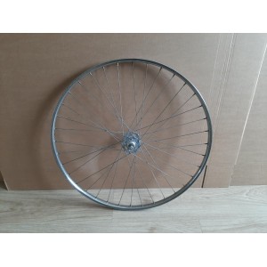 Roda dianteira RIGIDA 700C em aço para bicicleta de turismo, vista geral da jante