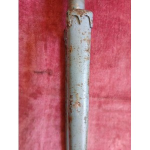 Rear view of the vintage steel fork crown and steerer tube base