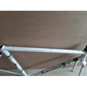 Lug detailing and Reynolds 531 decals on Peugeot PY10 seat tube