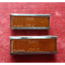 Refletor pedal CIBIE vintage – vista frontal do catadióptrico âmbar