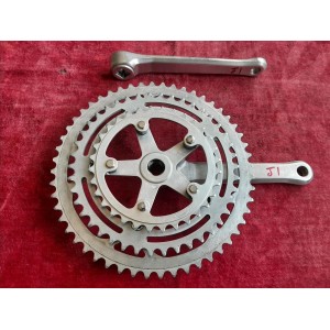Pédalier vélo ancien NERVAR triple plateaux 32-42-52 170 14x1.25 PD6