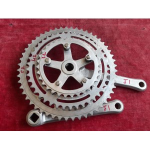 Pédalier vélo ancien NERVAR triple plateaux 32-42-52 170 14x1.25 PD6