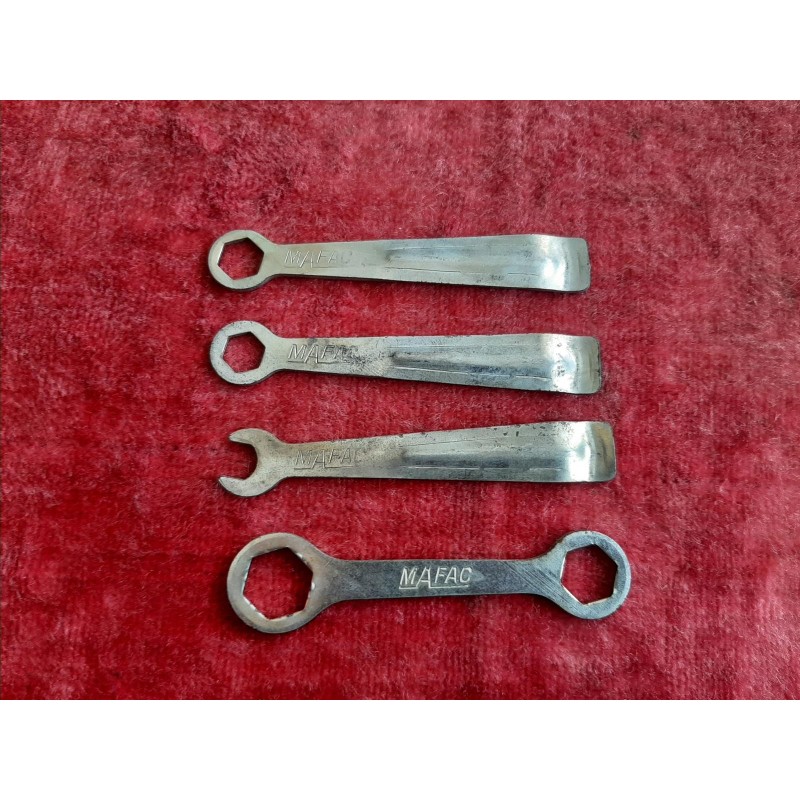 MAFAC vintage steel tyre lever and spanner tool set - front view