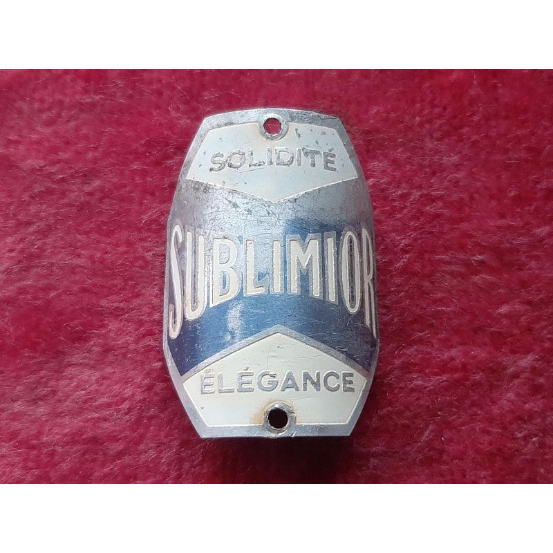 Vintage SUBLIMIOR bicycle headbadge front view