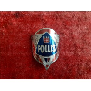 Plaque de cadre FOLLIS pour vélo randonneur ancien en aluminium