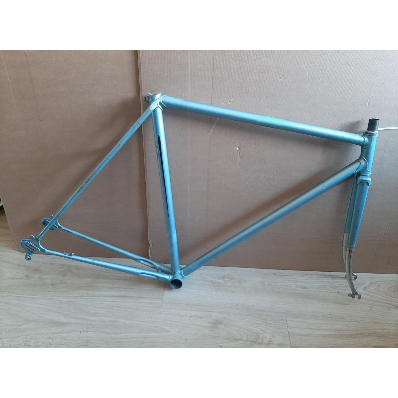 Vintage steel bicycle frame 56cm front view