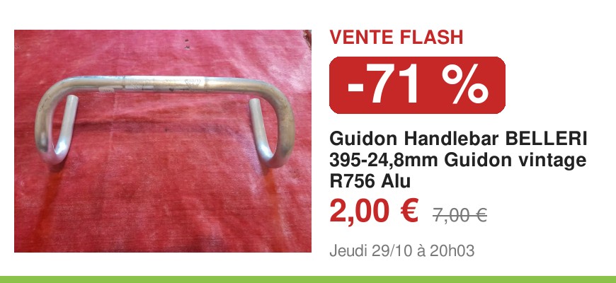 Guidon Handlebar BELLERI 395-24,8mm  Guidon vintage R756 Alu