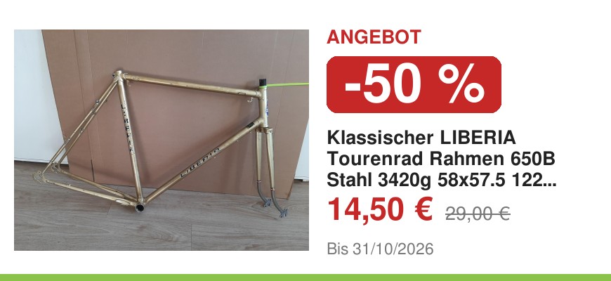 Klassischer LIBERIA Tourenrad Rahmen 650B Stahl 3420g 58x57.5 122mm Einbaubreite Eroica