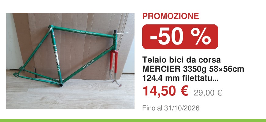 Telaio bici da corsa MERCIER 3350g 58×56cm 124.4 mm filettatura francese vintage EROICA
